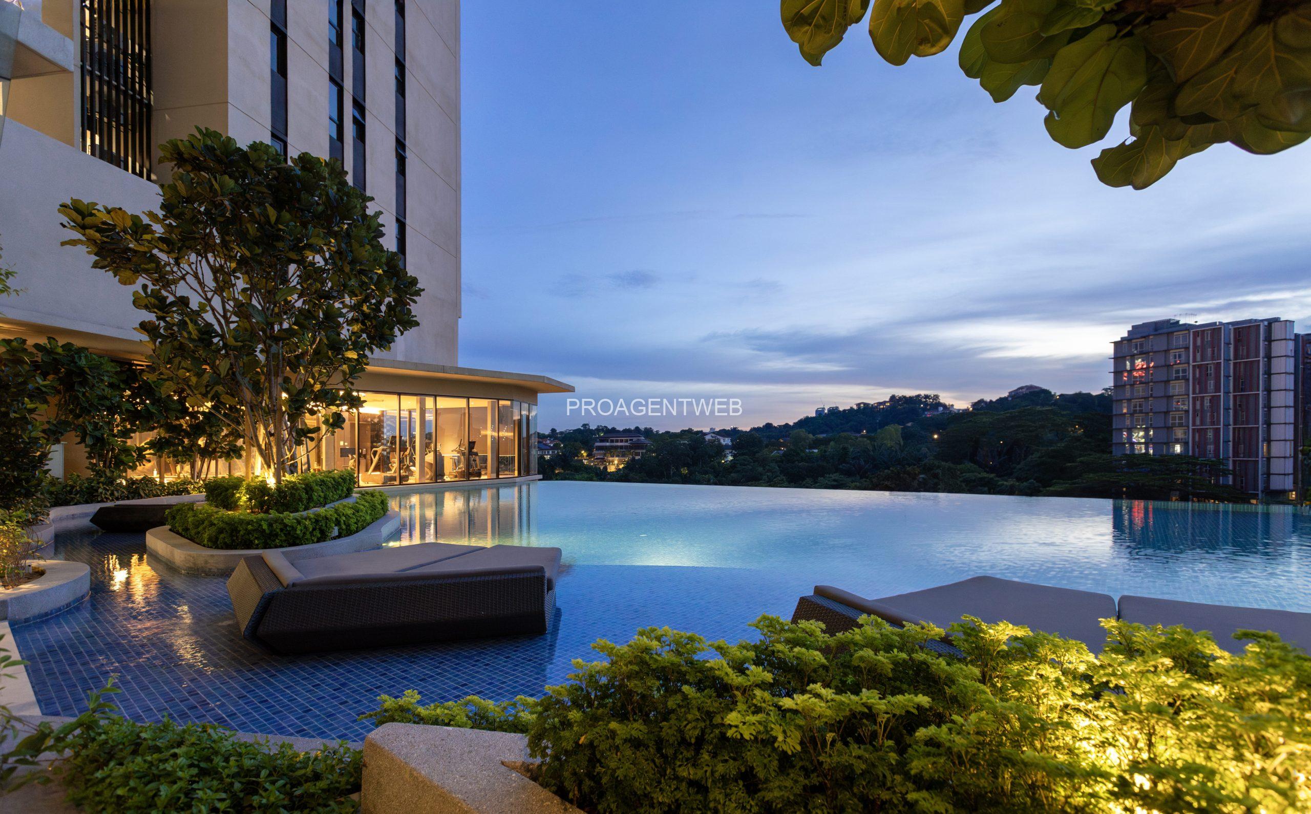 Duta Park Residences Condo Pool Lounge Night Scene